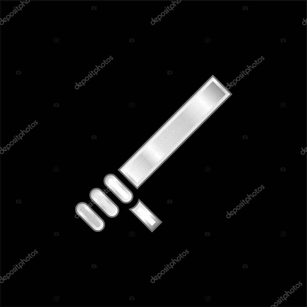 Baton silver plated metallic icon