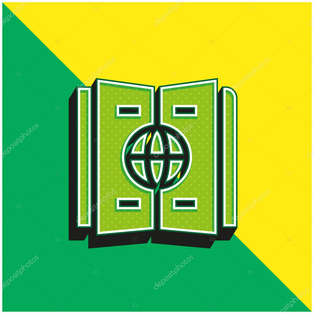 Atlas Green and yellow modern 3d vector icon logo