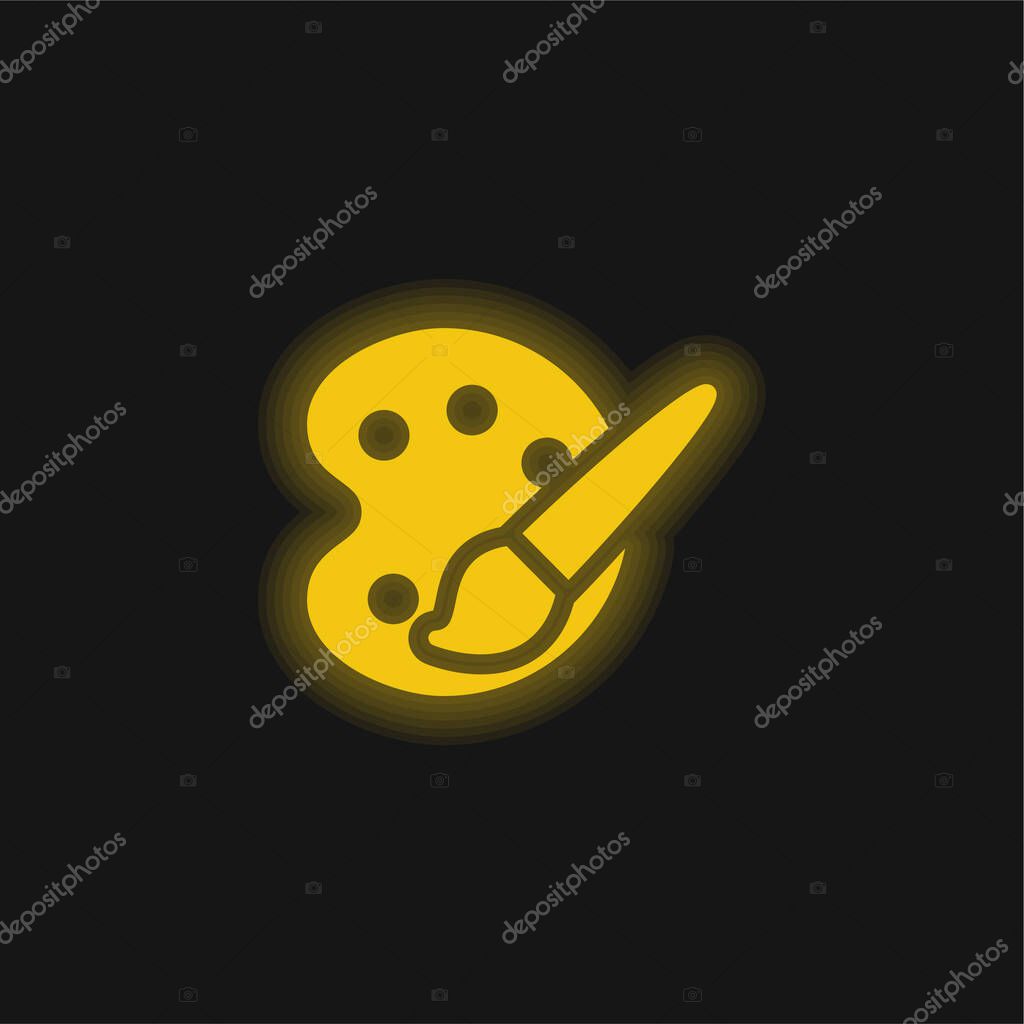 Art Palette yellow glowing neon icon