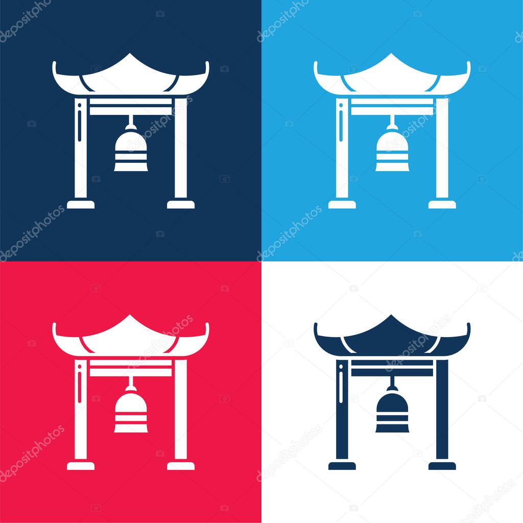 Bell blue and red four color minimal icon set