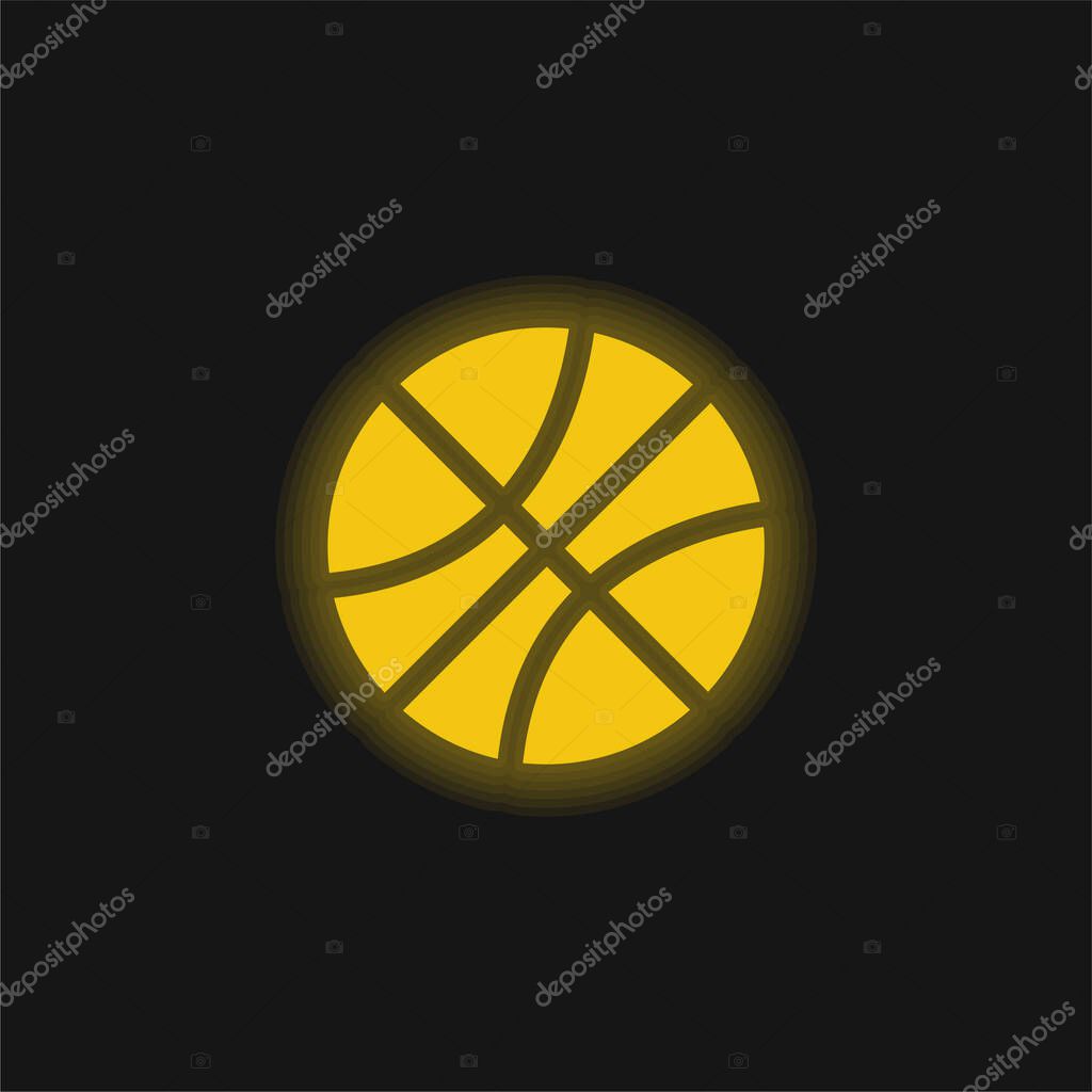 Basketball yellow glowing neon icon