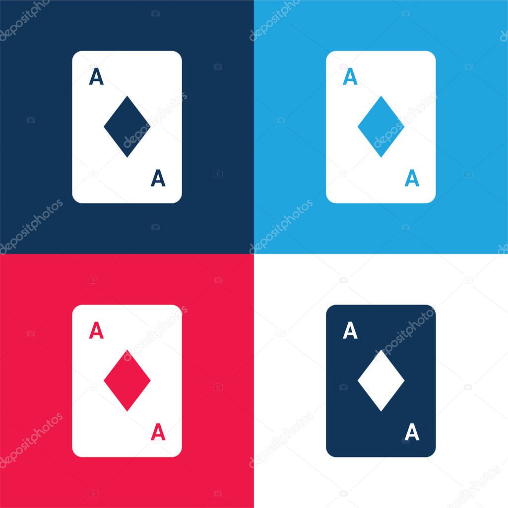 Ace Of Diamonds blue and red four color minimal icon set