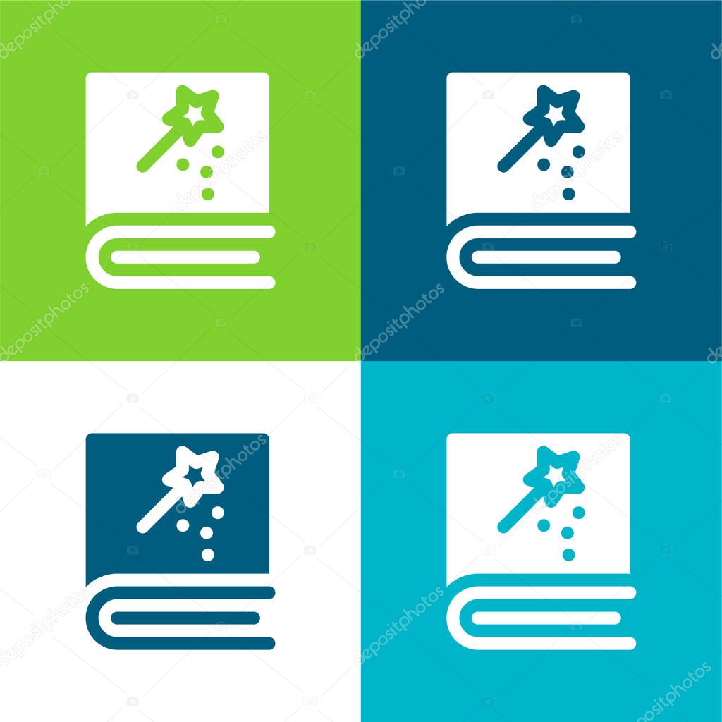 Book Flat four color minimal icon set