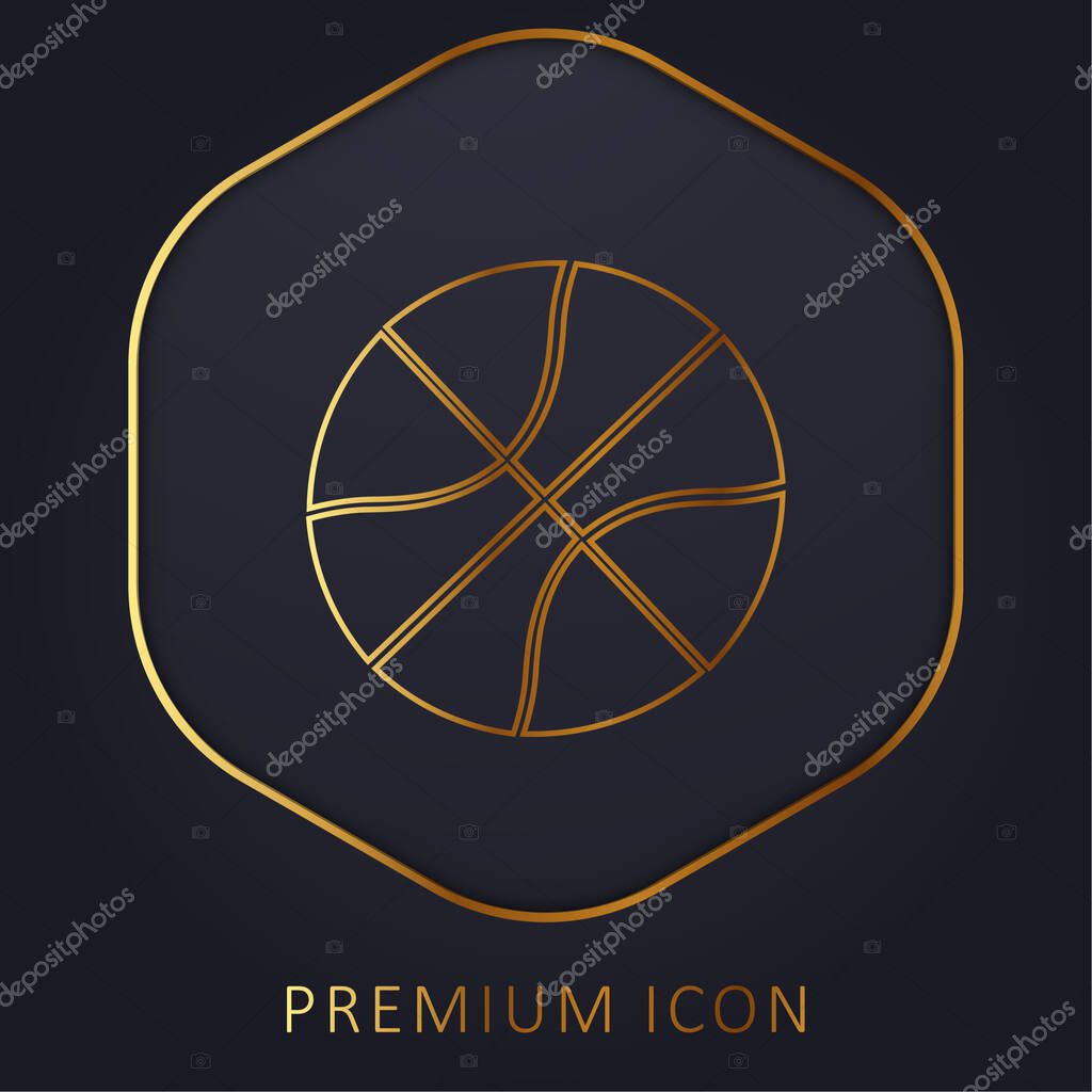 Basketball Ball With Line golden line premium logo or icon