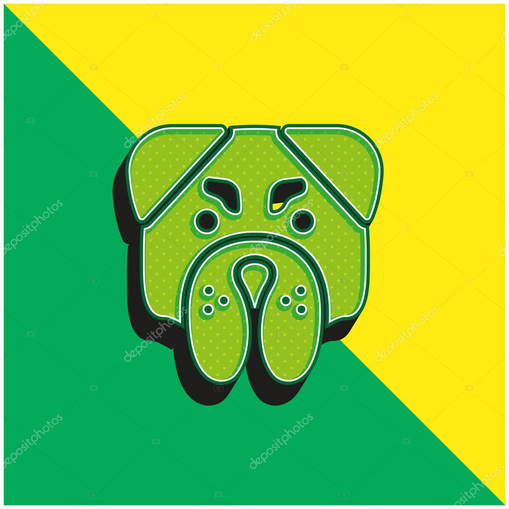 Angry Bulldog Face Green and yellow modern 3d vector icon logo