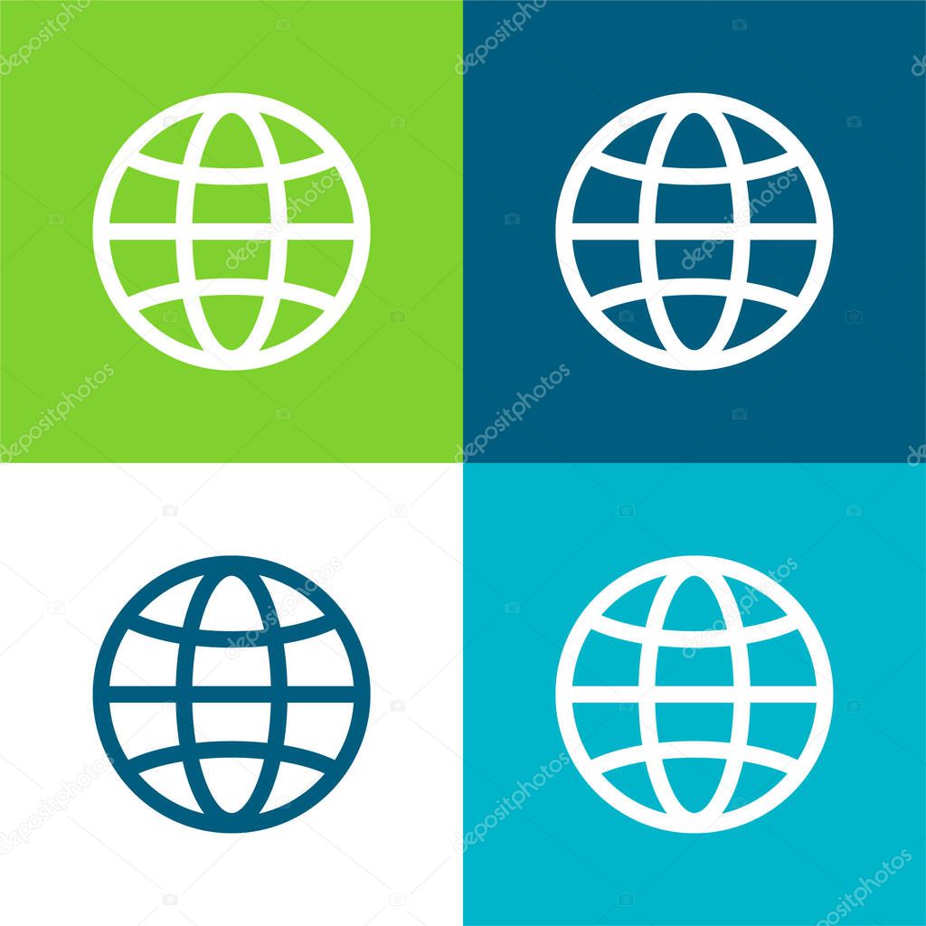 Big Globe Flat four color minimal icon set
