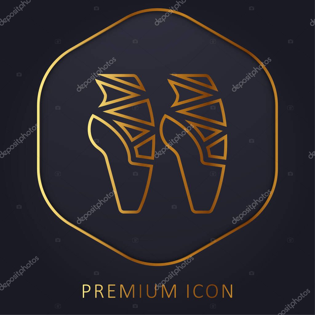 Ballet golden line premium logo or icon