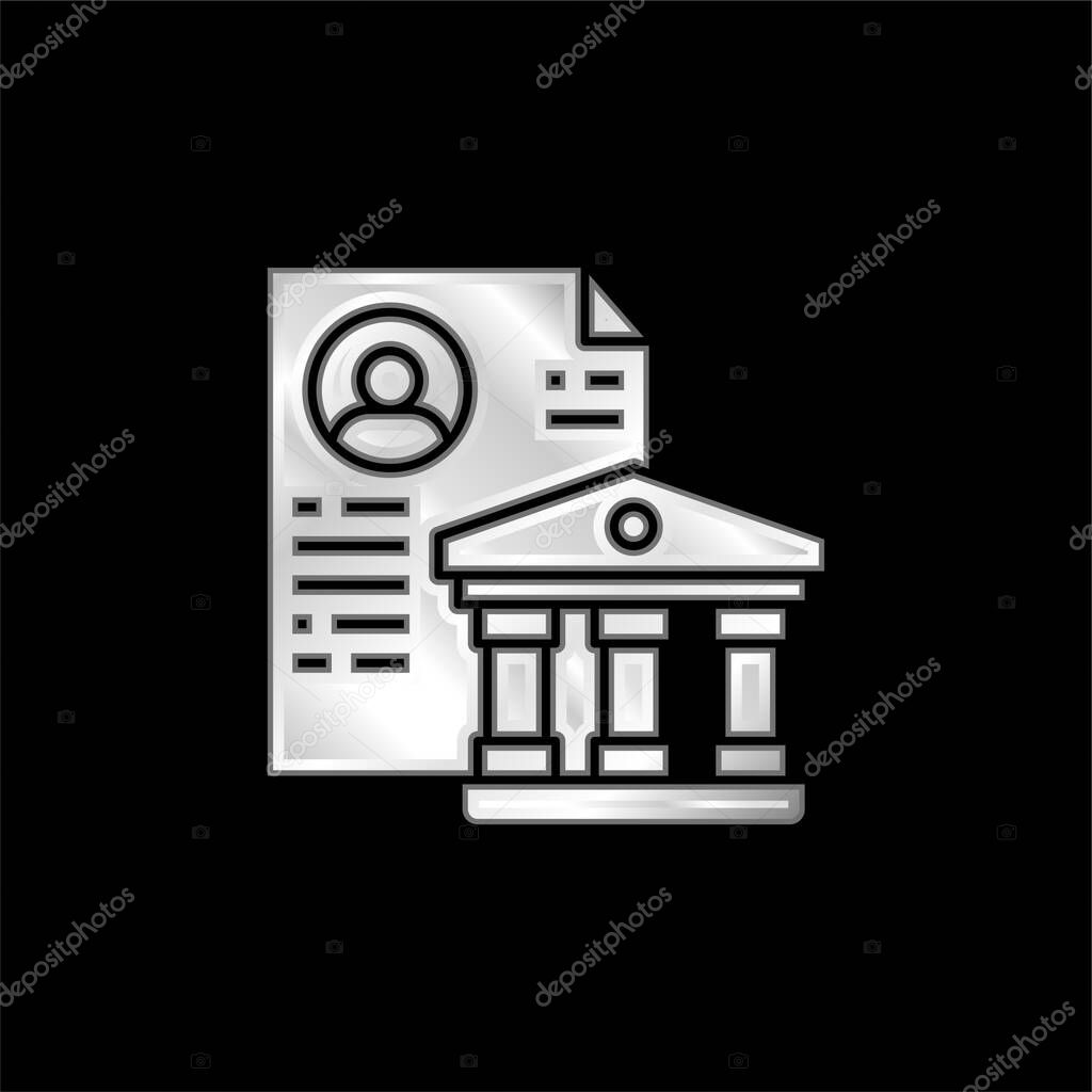 Bank silver plated metallic icon