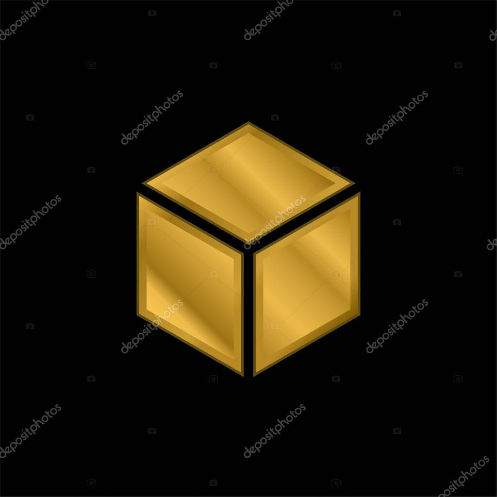 Block gold plated metalic icon or logo vector