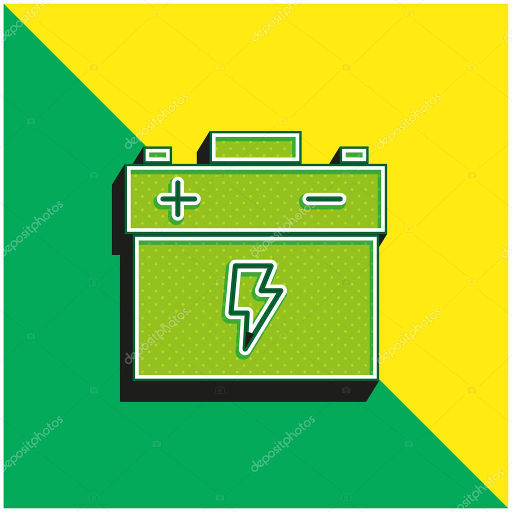 Battery Green and yellow modern 3d vector icon logo