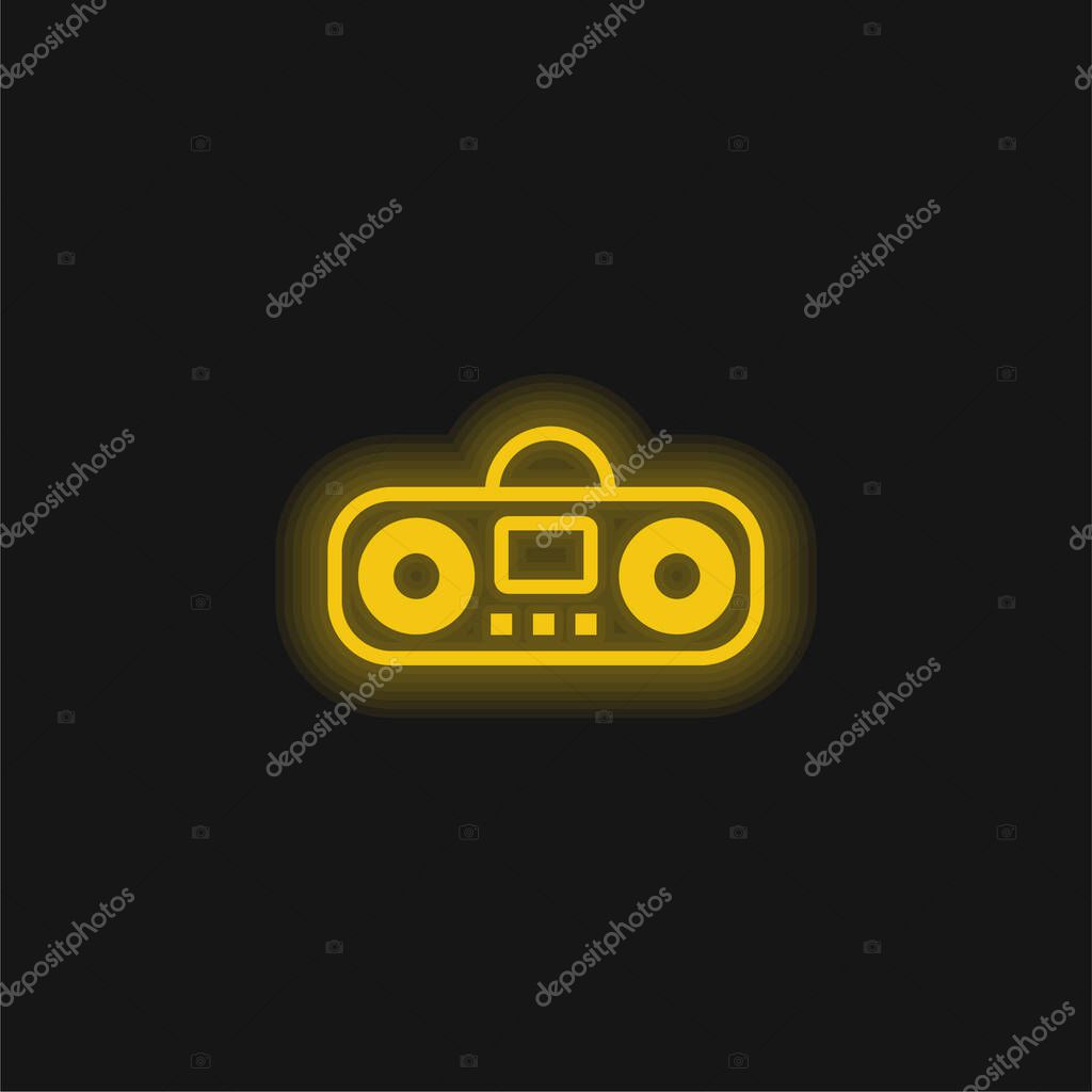 Boombox Cartoon Variant yellow glowing neon icon