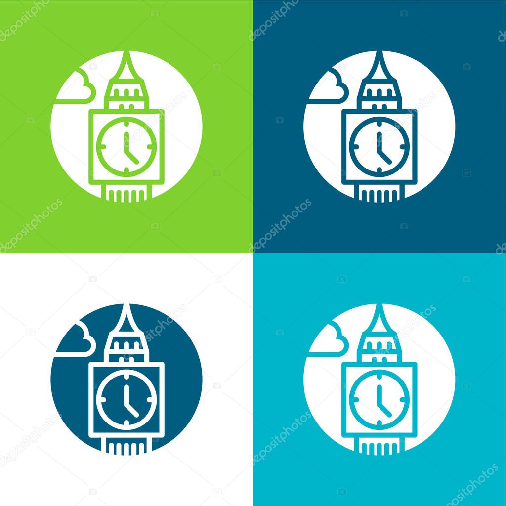 Big Ben Flat four color minimal icon set