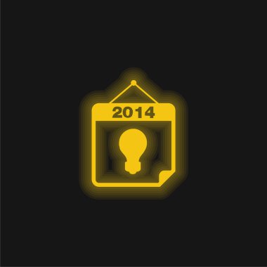 2014 Takvim Sembolü Bir Ampul Sarı Parlayan Neon Simgesi