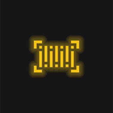 Barkod sarı parlayan neon simgesi