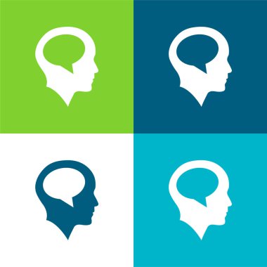 Düz Düz Düz İçerde Konuşma Baloncuklu Kel Kafa En düşük simge seti