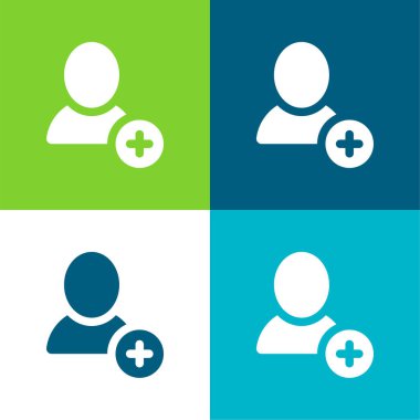 Kullanıcı Düz 4 renk minimal simgesi seti ekle