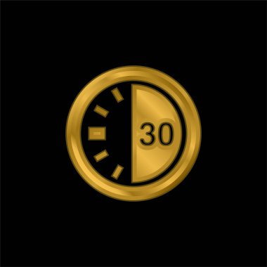 30 Seconds On A Timer gold plated metalic icon or logo vector clipart