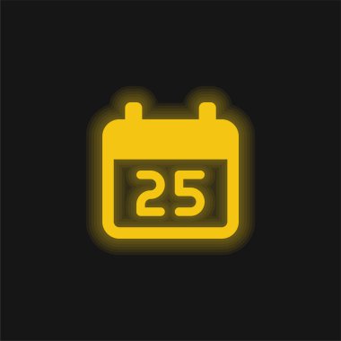 25 Aralık Sarı Parlayan Neon simgesi