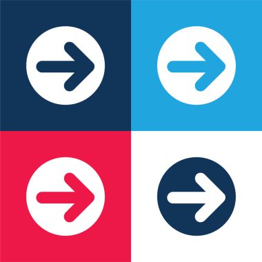 Arrow Pointing To Right In A Circle blue and red four color minimal icon set clipart