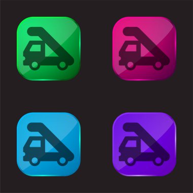 Airport Truck four color glass button icon clipart