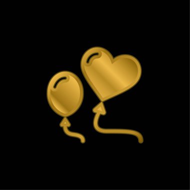 Balonlar altın kaplama metalik simge veya logo vektörü