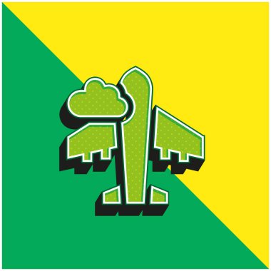 Uçak Yeşil ve Sarı Modern 3D vektör simgesi logosu