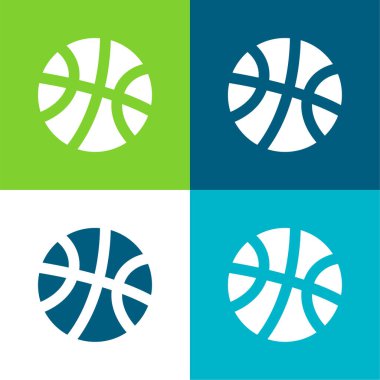 Basketbol Düz 4 renk minimal simge seti