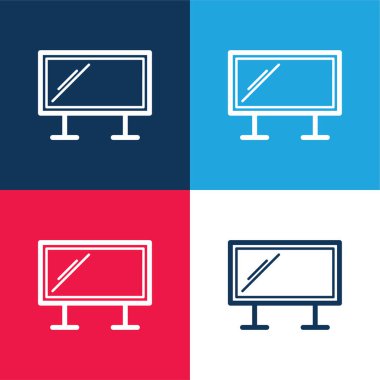 Billboard mavi ve kırmızı dört renk minimal simge kümesi