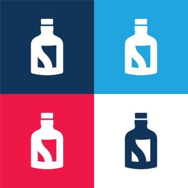Bir şişe Alkol İçeceği Mavi ve Kırmızı Minimum Renk Simgesi