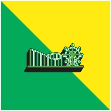 Eğlence Parkı Yeşil ve Sarı 3D vektör simgesi logosu