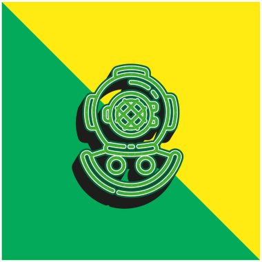 Aqualung Green ve sarı modern 3d vektör simgesi logosu