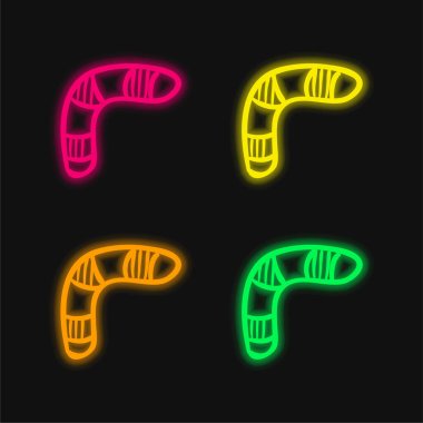 Boomerang four color glowing neon vector icon clipart