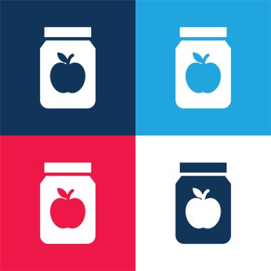 Apple Jam blue and red four color minimal icon set clipart