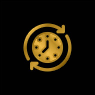 Altın kaplamalı metalik simge veya logo vektörünü ayarla