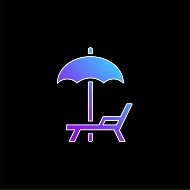 Beach Umbrella And Hammock blue gradient vector icon clipart