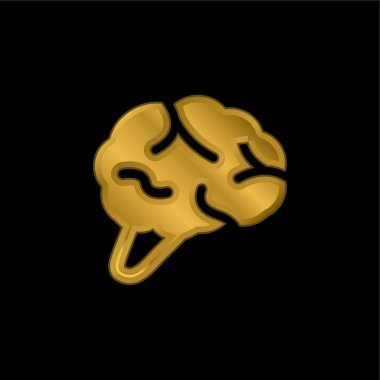 Beyin altın kaplamalı metalik simge veya logo vektörü