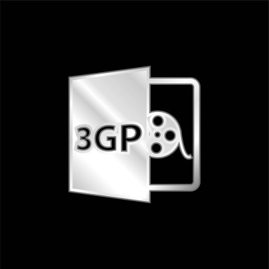 3gp File Format Symbol silver plated metallic icon clipart
