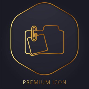 Attachment To Folder golden line premium logo or icon clipart