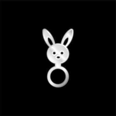 Tavşan Kafalı Bebek Çıngırağı Gümüş kaplama metalik ikon