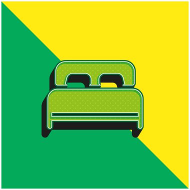Yatak Yeşil ve Sarı Modern 3D vektör simgesi logosu