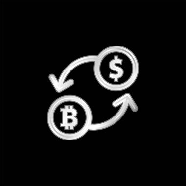 Bitcoin Değişim Hızı Sembol gümüş kaplama metalik simge