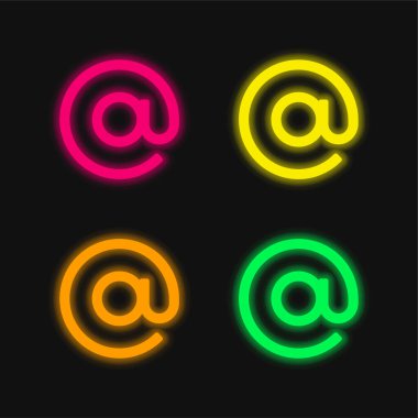 Parlayan dört renk neon vektör simgesinde