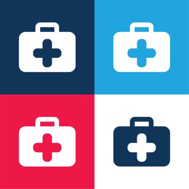 Briefcase blue and red four color minimal icon set clipart