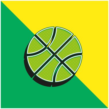 Basketbol Yeşil ve Sarı modern 3D vektör simgesi logosu