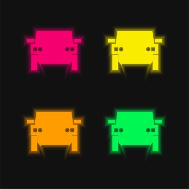 Tüm Arazi Aracı 4 renkli parlayan neon vektör simgesi