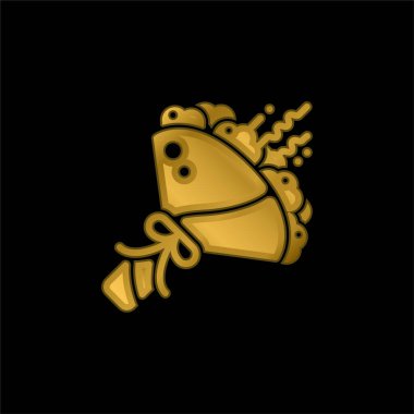 Buket altın kaplama metalik simge veya logo vektörü