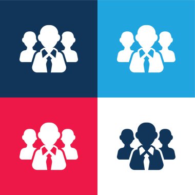 Boss With Tie blue and red four color minimal icon set clipart