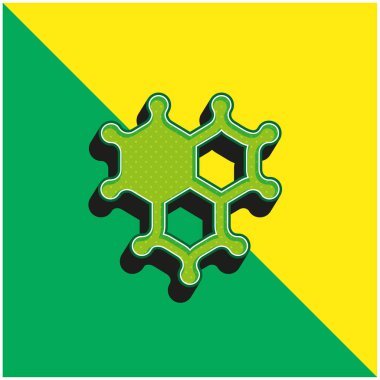 Bakteri Yeşil ve Sarı modern 3d vektör simgesi logosu