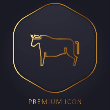 Sığır eti altın çizgisi prim logosu veya simgesi
