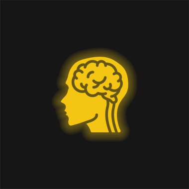 Beyin sarısı parlak neon simgesi